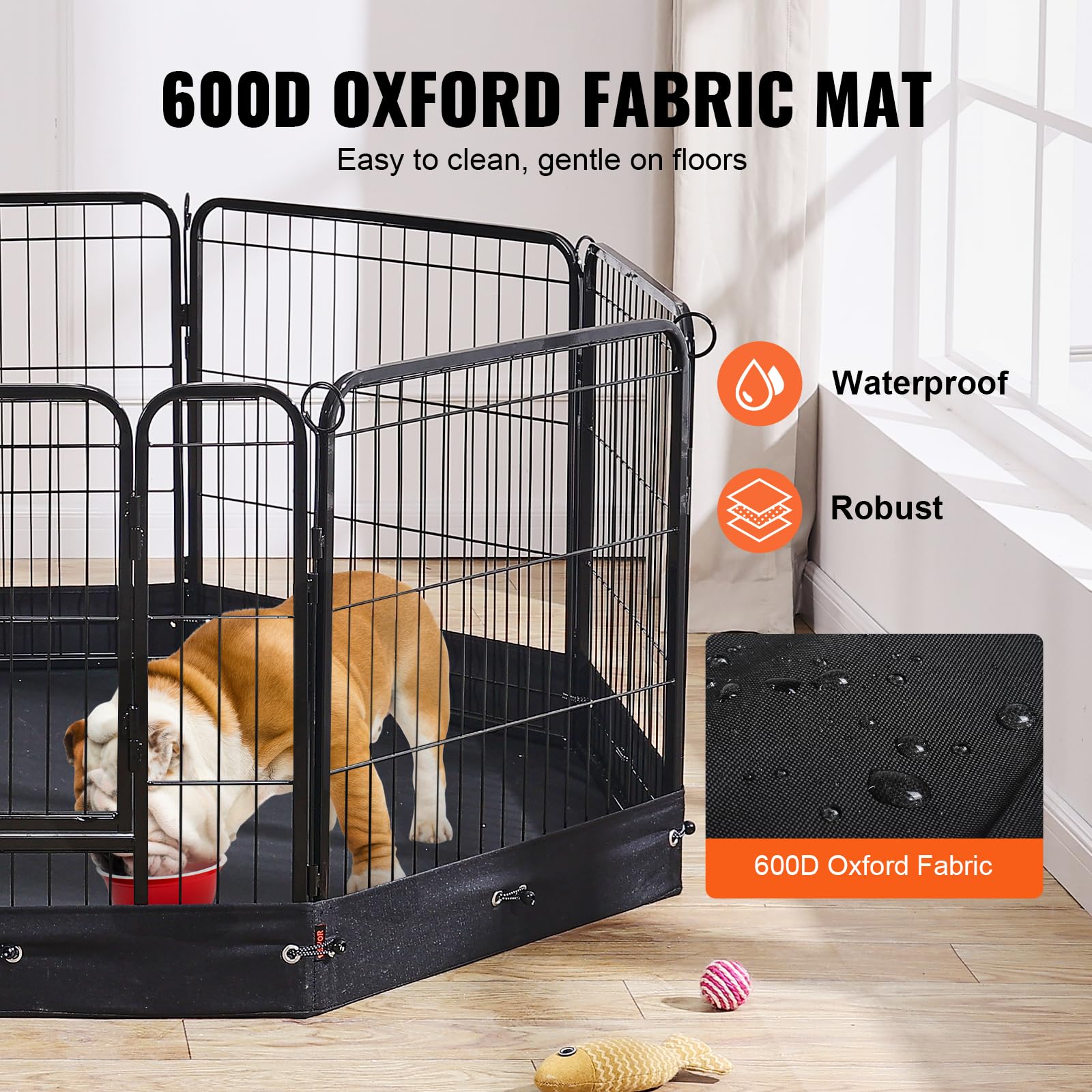 VEVOR Foldable Dog Playpen, 8 Pcs 24 x 24 in Panels Metal Pet Exercise Pen, Dog Fence Indoor and Outdoor Pen with Door, Storage